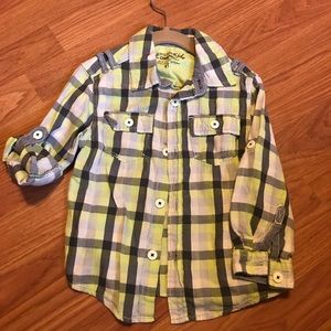 Plaid button down with roll up sleeves